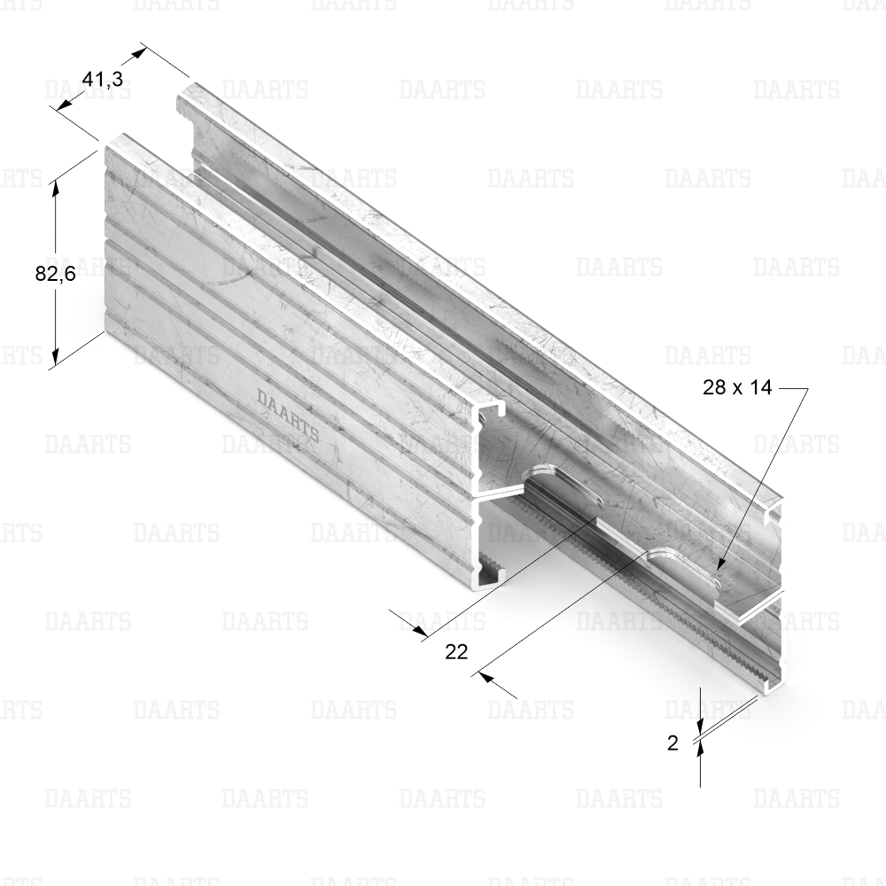 с размерами 1 Профиль монтажный DAARTS DS MQL 41x82-II двойной